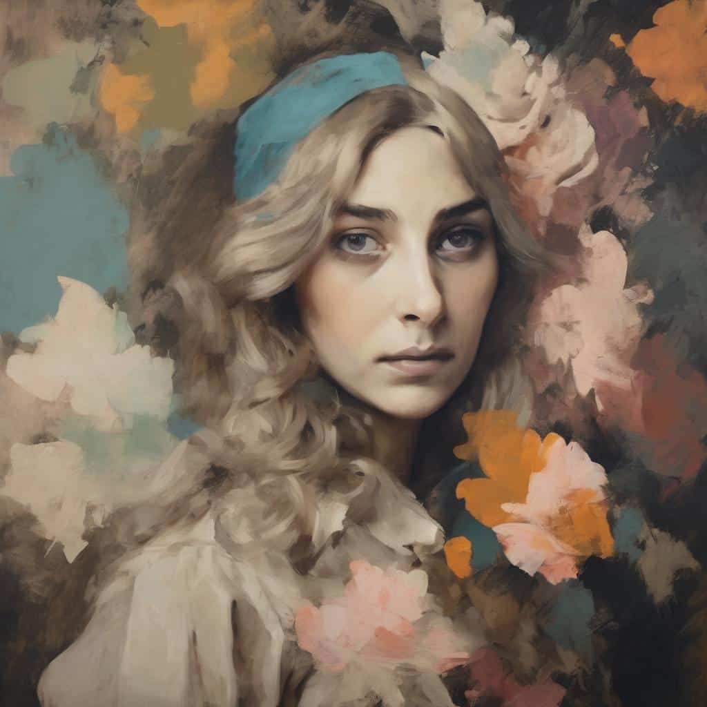 Νεαρή γυναίκα με φθορά, πορτρέτο, τέχνη και έκφραση μέσα από βιογραφίες, ψηφιακή ζωγραφική, πορτραίτο καλλιτέχνη, σύγχρονη τέχνη, εικαστικές δημιουργίες.